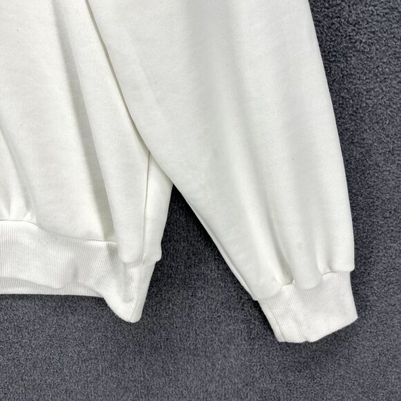 SHEIN Hoodie Womens XS White EZwear Blue Letter Graphic Drawstring Sweatshirt - Picture 5 of 16